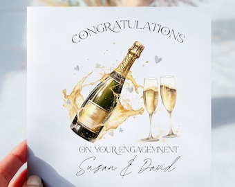 Personalised Engagement Card, Congratulations Engagement Card, Personalised Engagement Card, Champagne Engagement Card, Card for Couple