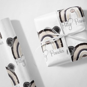 Personalisierte Panda Regenbogen Geburtstag Luxus Geschenkpapier Geschenkverpackung