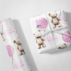 Personalisierte rosa Teddy Ballon 18. 21. 30. 40. 50. Luxus Geschenkpapier Geschenkverpackung für Schwester Freund Tochter