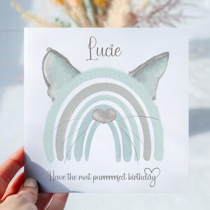 Carte de voeux d'anniversaire arc-en-ciel turquoise personnalisée