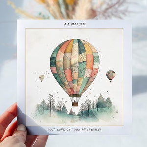 Carte de voyage personnalisée en montgolfière bohème