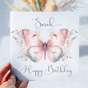 Carte d'anniversaire papillon personnalisée pour elle