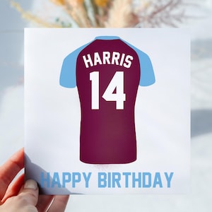 Personalised Football Shirts Choose Team Colours Any Name Any Number Birthday Card