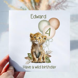 Carte d'anniversaire personnalisée Safari Lion numéro