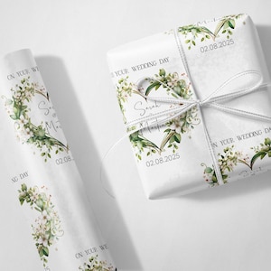 Hochzeit Botanisches Herz Kranz Geschenkpapier Hochzeit Verlobung Jahrestag Braut Bräutigam Hochzeitsgeschenk
