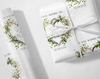 Personalisiertes Hochzeitspapier: Botanisches Herz-Kranz-Design