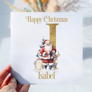 Personalisierte Nostalgische Weihnachtsmann Weihnachtsmann Gold Weihnachtskarte