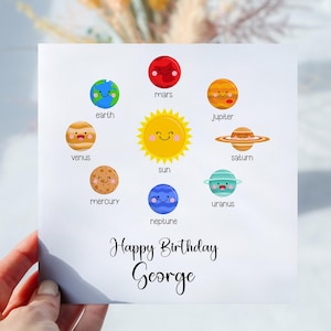 Carte d'anniversaire personnalisée planètes, carte d'anniversaire espace