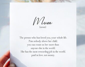 Personalised Mum Definition Card