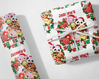 Personalised Squishie Era Christmas Wrapping Paper Gift Wrap | Cute Kids Xmas Paper | Personalised Christmas Gift Wrap