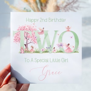 Carte d'anniversaire personnalisée fée verte un deux trois