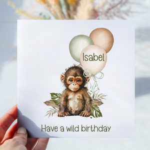 Carte de voeux personnalisée pour bébé singe mignon