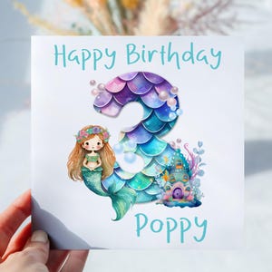 Carte d'anniversaire personnalisée belle sirène