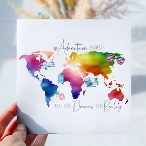 Carte de chance d'anniversaire personnalisée arc-en-ciel de voyage