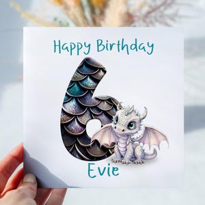 Personalised Dragon Number Birthday Card - Choose Your Dragon Colour