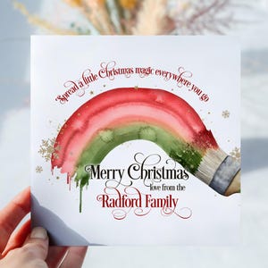 Personalisierte Weihnachtsregenbogen-Gruß-Karte