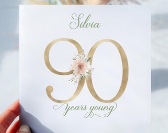 Carte d'anniversaire personnalisée 90e anniversaire