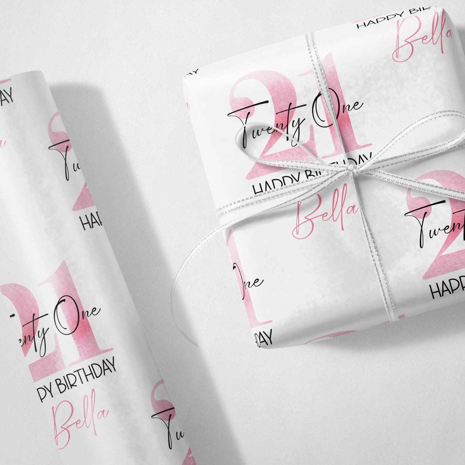 Personalisierter Name 21. Geburtstag Moderne Geschenkpapier Set