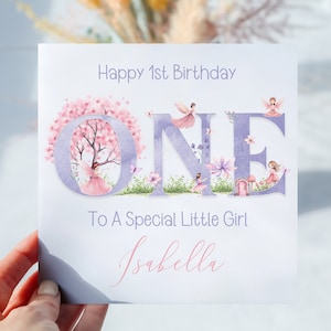 Carte d'anniversaire personnalisée fée violette un deux trois