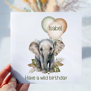 Carte de voeux personnalisée pour bébé éléphant mignon