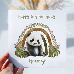 Personalisierte Wild Panda Regenbogen Geburtstagskarte