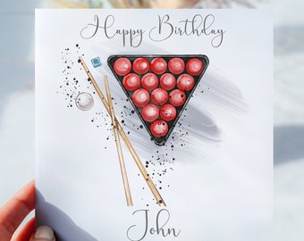 Personalised Snooker Fan Birthday Greetings Card