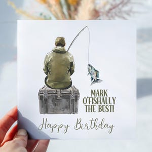 Carte d'anniversaire pêcheur pêcheur personnalisée