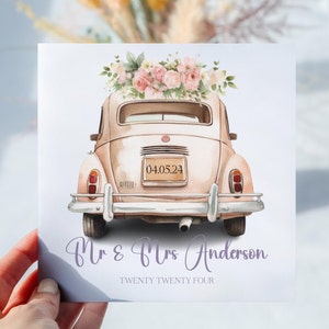 Personalised Vintage Wedding Bug Car Card