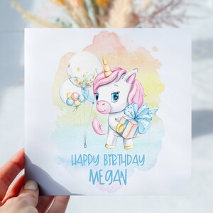 Personalisierte Einhorn Geburtstagskarte