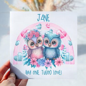 Personalised My One Twoo Love Owl Pair Card