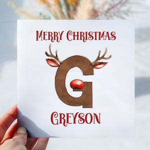 Personalised Christmas Reindeer Alphabet Christmas Card