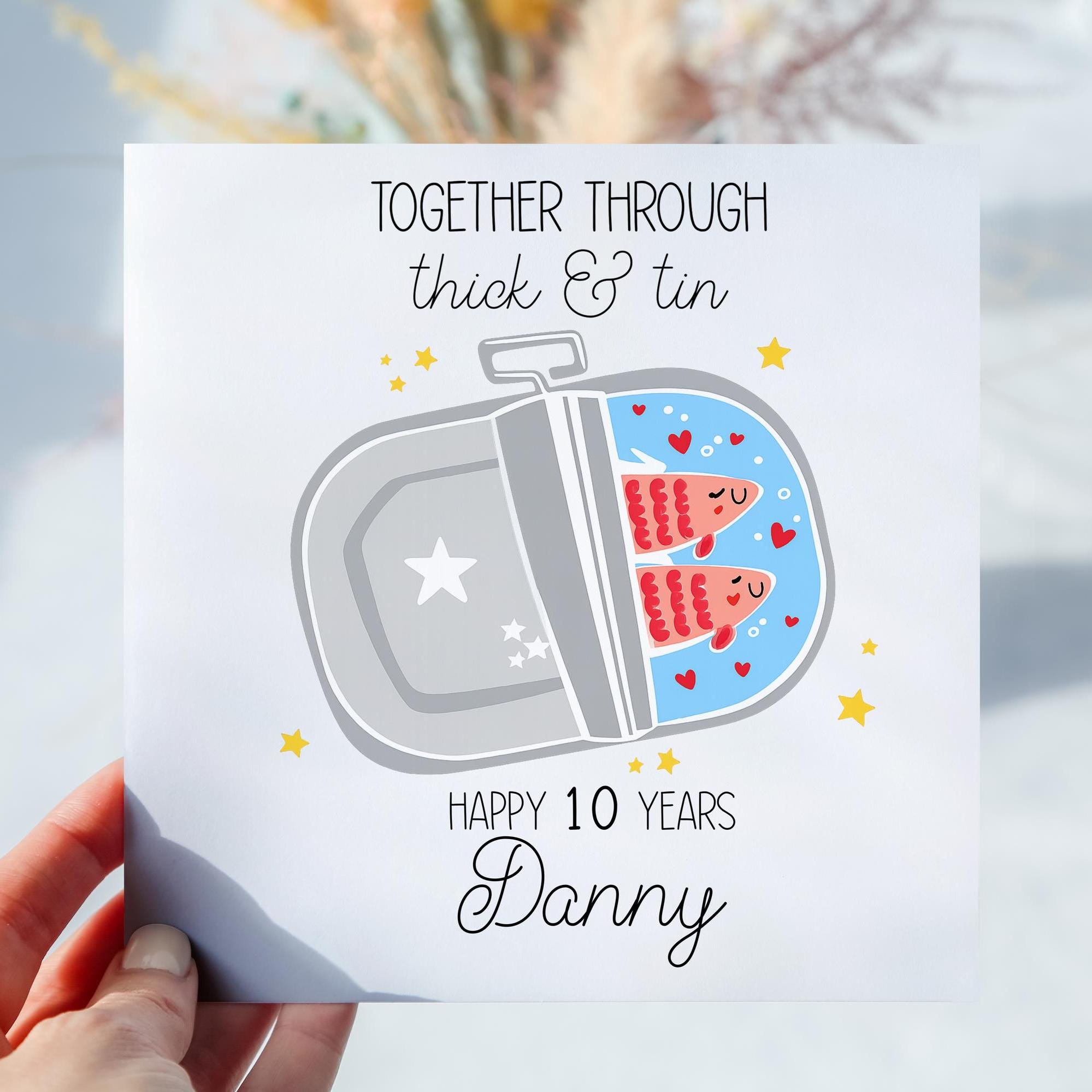 Personalised 10th Anniversary Card Tin for Husband or Wife – Funny Pun ...