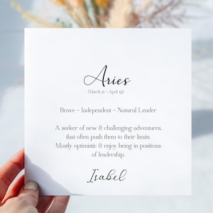 Carte personnalisée du signe de la naissance avec horoscope