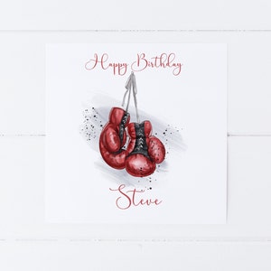Personalised Red Boxing Gloves Greetings Card