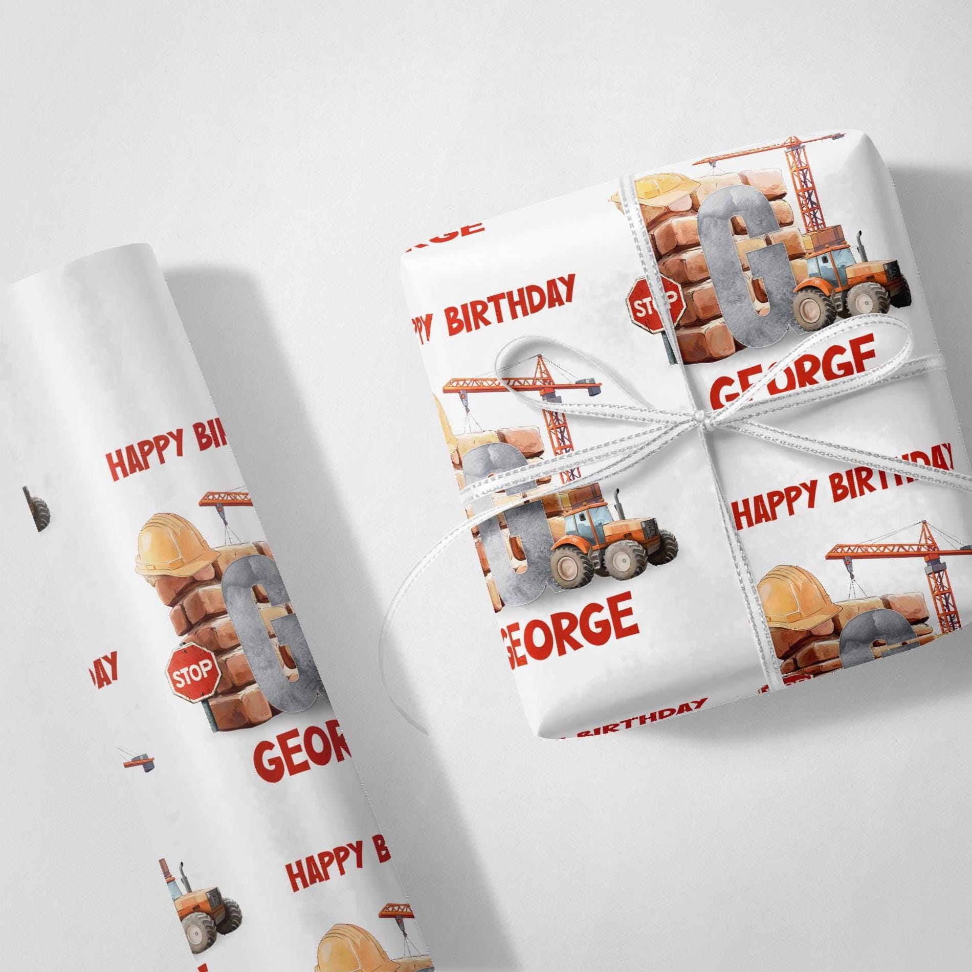Wrapping Paper Building Personalised Construction Building Site Name Birthday Wrapping Paper - Etsy