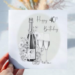 Personalisierte 18. 21. 30. 40. 50. 60. Luxus Champagner Grüße Geburtstagskarte für Schwester Freund Tochter