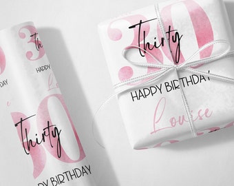 Personalised 30th Luxury Wrapping Paper Gift Wrap For Sister Friend Daughter