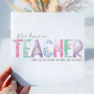 Personalised Thank You Floral Teacher Card