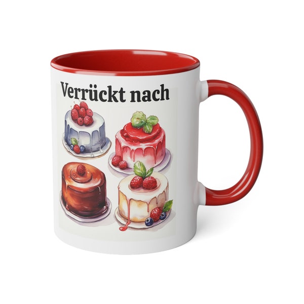 Verrückt nach... Backen, Sprüche, Tasse, Becher, Kaffebecher, Hobby, Geschenk, Torte, Konditor, Kuchen, Dessert