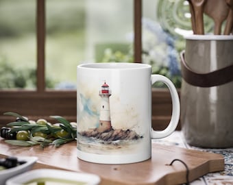 Beautiful Lighthouse Watercolor Style Mug #1 Maritime Mug Coastal Sea Watercolor Sea Lovers Peaceful