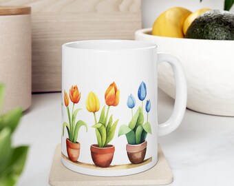 Tulip Mug #2, Beautiful Tulip Mug, Flower Design, Garden Lover gift, Floral Nature Mug, Garden Lover gift, Flower Mug, Beautiful Coffee Mug