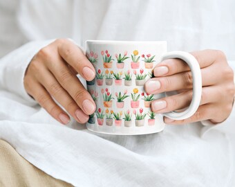 Tulip Mug #3, Beautiful Tulip Mug, Flower Design, Garden Lover gift, Floral Nature Mug, Garden Lover gift, Flower Mug, Beautiful Coffee Mug