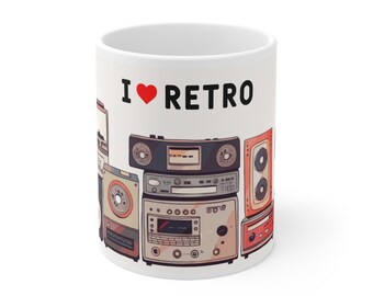 I love Retro Mug, Vintage Style Cup, Nostalgic Drinkware, Retro Lovers, Decor, Collectibles, Gifts, Kitchen, Vibes, Aesthetics