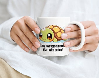 Adorable Sea Turtle Mug, Cute turtle mug, Ocean-inspired mug, Funny pun mug, Unique sea creature mug, Gift for sea lovers
