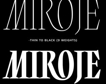Miroje Serif Font – Thin to Black 9 Weights, Luxury Branding Display Typeface