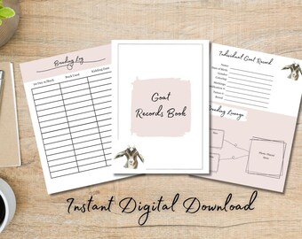 Goat Records Keeping Book, Goat Logbook, Homestead Records, Instant Download, 4H, Goat Journal, Farm Log, Goat Sales, Milk Farm