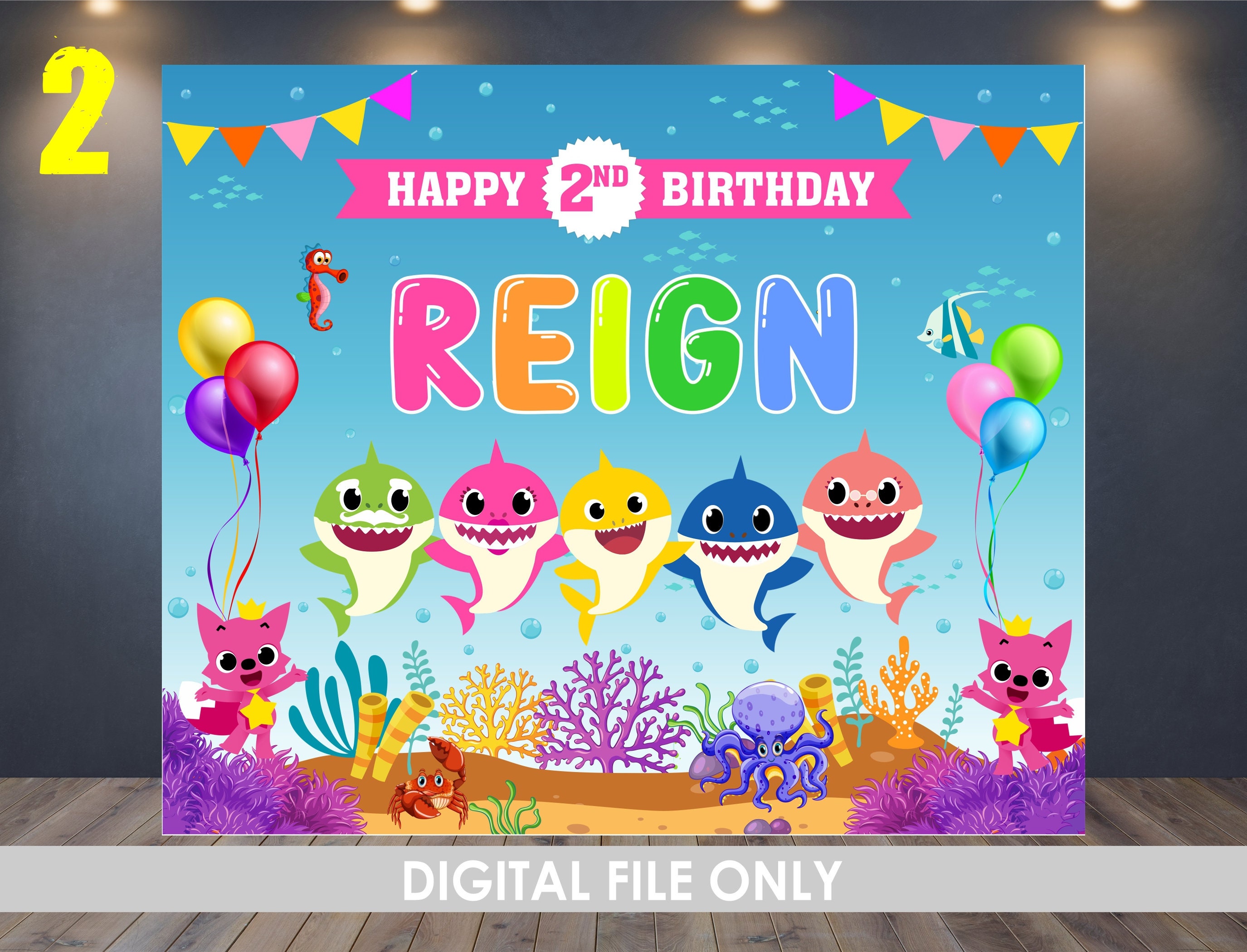 Baby Shark Birthday Backdrop Baby Shark Birthday Banner Baby - Etsy