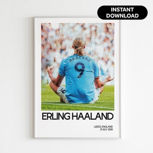 Erling Haaland Football Wall Art - Manchester City Fan Gift - Modern Sports Office Decor - Instant Download - Perfect Gift for Football Fans