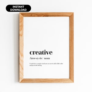 Creative Definition Poster - Motivation Wall Art for Positive Vibes and Inspirational Quotes - Definition Print for Home Office Decor