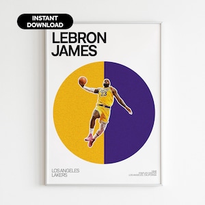 Lebron James Poster - Basketball Wall Art - Los Angeles Lakers Sports Office Art - Basketball Poster - Modern Sports Office Decor